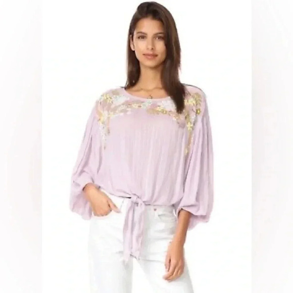 Free People Up And Away Embroidered Floral Top - Picture 1 of 5